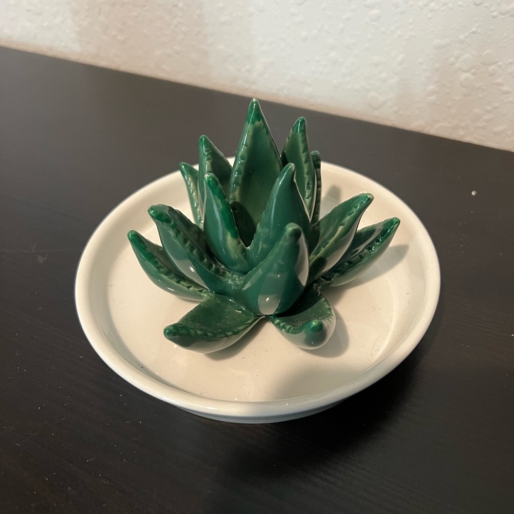 Green Ceramic Succulent Jewelry Dish